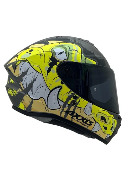 DRAKEN S TROOPER D3 MAT FLUOR YELLOW  DESENLİ MOTOSİKLET KASKI ÇİFT VİZÖRLÜ - 3
