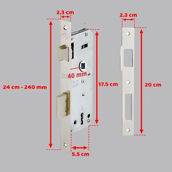 Köşeli 40 mm 1 Anahtarlı Oda İç Kapı Kilidi Dayanıklı Metal Gövde Ahşap Kapılar İçin Gömme Kilit - Resim 3