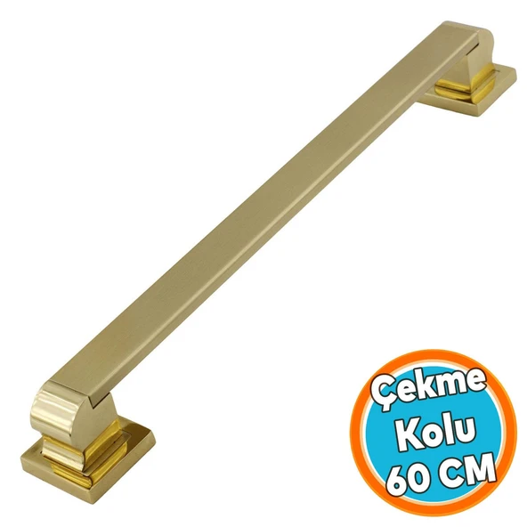 Sürgülü Kapı Çekme Kolu Tutma Kulpu Kulbu Çelik Dış Kapı Tutamağı Gold Altın 60 Cm ürün görseli