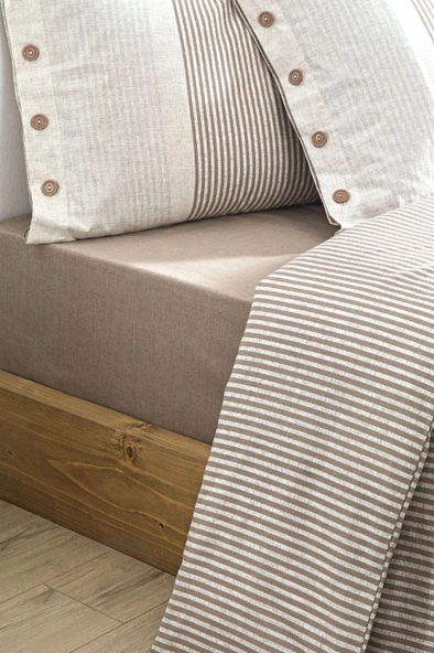 Özdilek Natural Line Bej Çift Kişilik %100 Pamuk Nevresim Takımı - 3