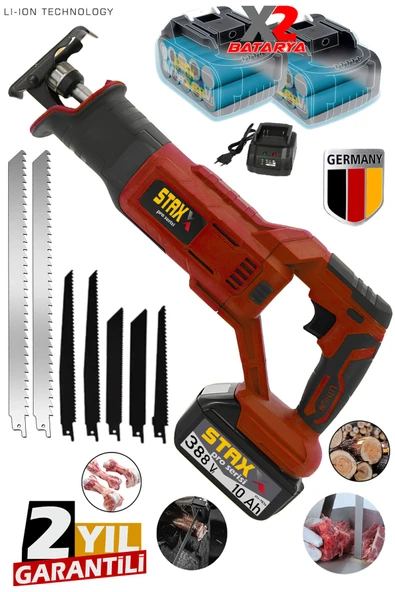 Staxx 10 Pilli Lityum Profesyonel Seri Tuğla Beton Gaz Kesme Tilki Kuyruğu Testeresi 7 Bıçak Hediye ürün görseli