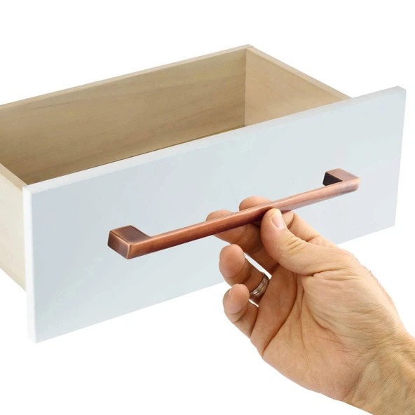 Mobilya Mutfak Çekmece Kapak Dolap Kulpu Kulbu Kulpları Kulp Metal 224 mm Eskitme Antik Bakır - Resim 4