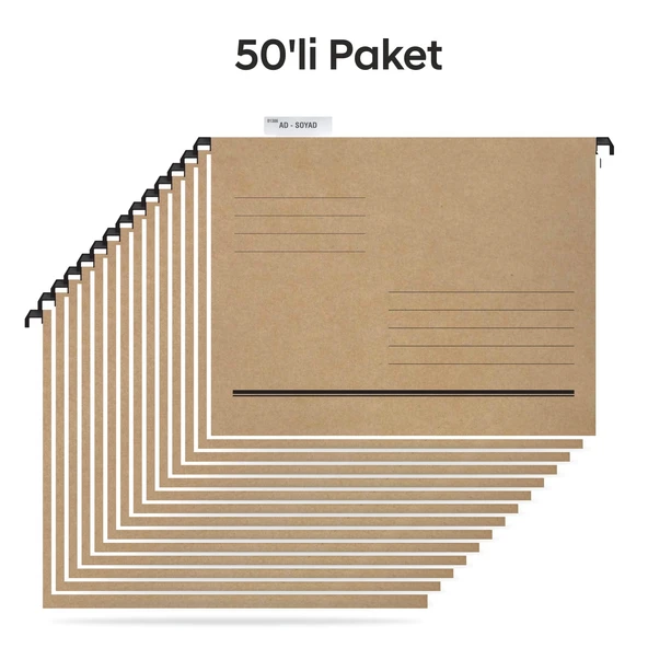 Tunakart ASD2003 Plastik Çubuklu Askılı Telli Dosya 50 li Paket