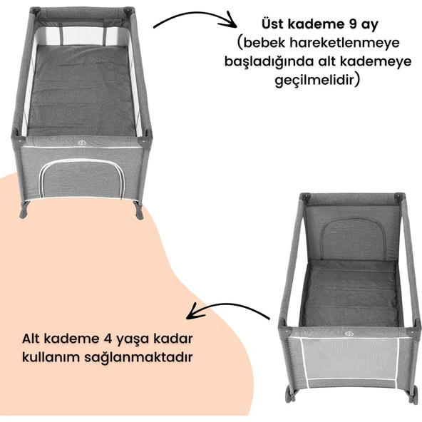 Raftel Oyun Parkı Park Yatak Bebek Beşik 70X120 cm - Resim 3