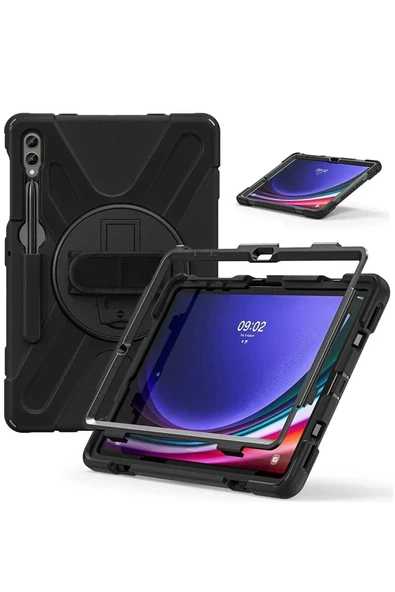 Litae Trend BFS Samsung Galaxy X610 Tab S9 FE Plus 12.4 Kılıf Amazing Tablet Kapak - Siyah - Resim 2