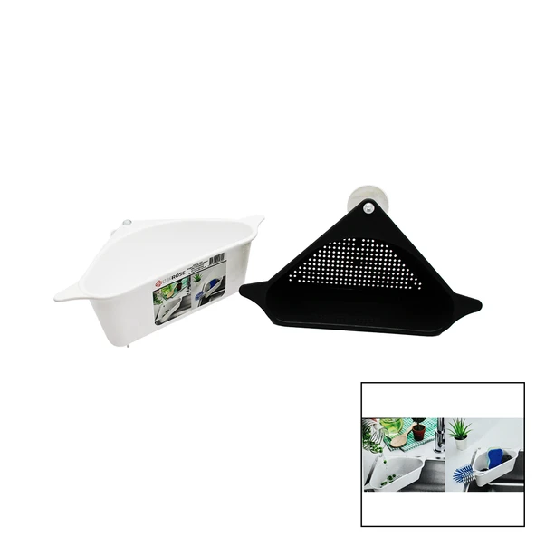 SÜZGEÇLİ LAVABO DÜZENLEYİCİ PLASTİK KÖŞE RAFI VANTUZLU (5284) ürün görseli