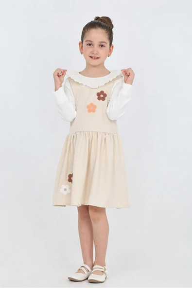 Kız Çocuk 2'li Elbise (Elbise+Badi Bluz) 12342 - Resim 4