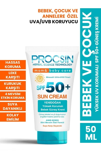 PROCSIN BABY YÜKSEK UV KORUMALI BEBEK VE ÇOCUK SPF50+ GÜNEŞ KREMİ 50 ML