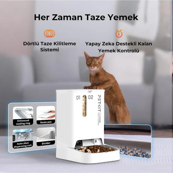 Petkit Yumshare Kameralı Çift Hazneli Akıllı Mama Kabı Beyaz - Resim 5