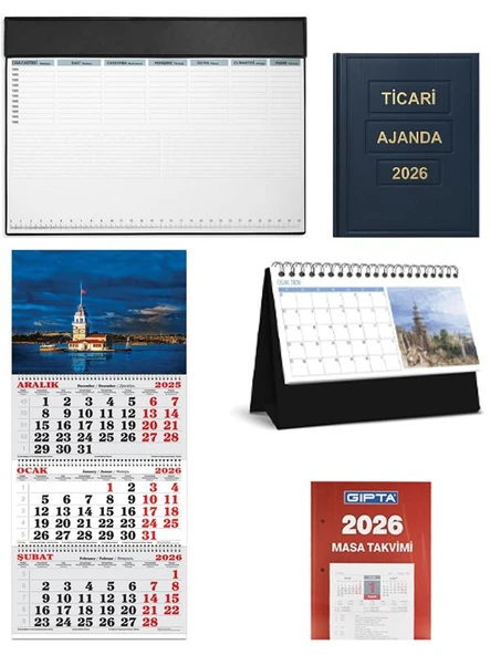 Gıpta 2026 Günlük Ajanda Masa Sümeni Masa Takvim Set-1 ürün görseli 1