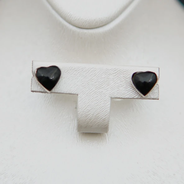 925 Ayar Gümüş Oltu Taşı Kadın Küpe skü00034 - Resim 4