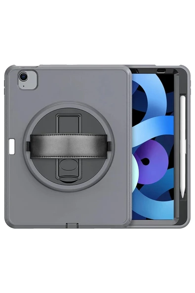 Litae Trend BFS iPad 2022 10.9 (10.nesil) Kılıf Hand Strap Tablet Kılıfı - Gri - Resim 2