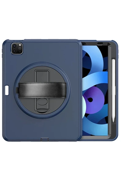Litae Trend BFS iPad Pro 11 (2018) Kılıf Hand Strap Tablet Kılıfı - Lacivert - Resim 3