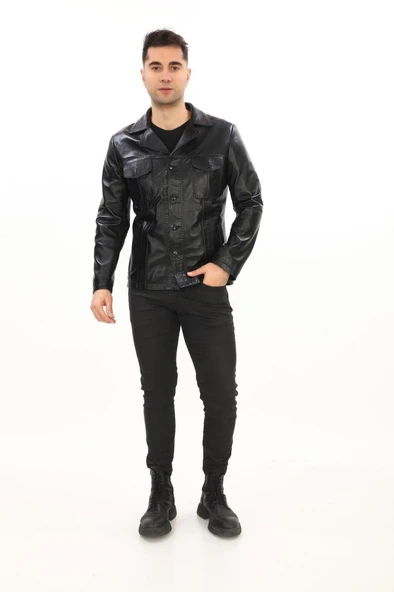 Safari Model Dört Cepli Düğmeli Çeket Siyah Renk - 3