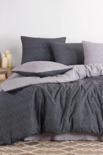 Serena 4 Parça %100 Pamuk Çift Kişilik Nevresim Takımı Antrasit ürün görseli