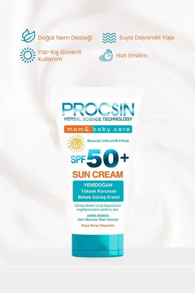 PROCSIN BABY YÜKSEK UV KORUMALI BEBEK VE ÇOCUK SPF50+ GÜNEŞ KREMİ 50 ML - 6