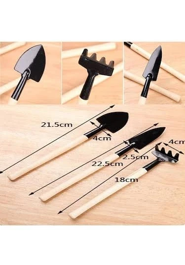 Mini Ahşap Hobi Bahçe Seti 3 Parça - Resim 4