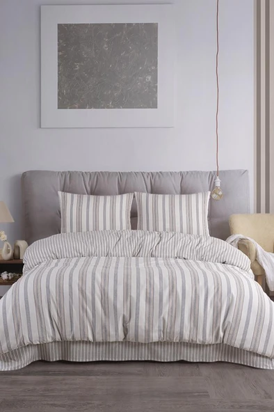 Bona 4 Parça %100 Pamuk Çift Kişilik Nevresim Takımı Bej ürün görseli