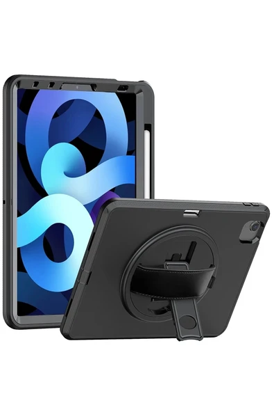 Litae Trend BFS iPad 2022 10.9 (10.nesil) Kılıf Hand Strap Tablet Kılıfı - Siyah ürün görseli 1