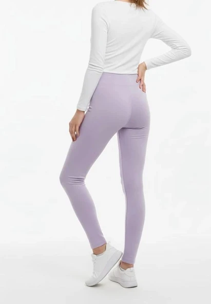 Sıcak Tutan Kışlık | Lila Yüksek Bel Kadın %100 Pamuklu Termal Tayt - Resim 2