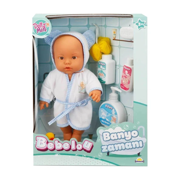 Bebelou Banyo Zamanı 35cm Konuşan Bebek 23877 Mavi - Resim 4