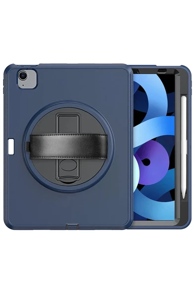 Litae Trend BFS iPad 2022 10.9 (10.nesil) Kılıf Hand Strap Tablet Kılıfı - Lacivert - Resim 3