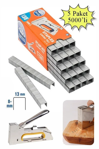 13/8 Zımba Teli 5000 li 5 Paket Delta 13-8 Zımba Tabancaları Patpat Otomatik Zımba Makinesi Çakma Teli