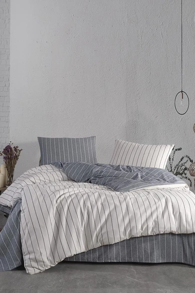 Efekt 4 Parça %100 Pamuk Çift Kişilik Nevresim Takımı Gri ürün görseli