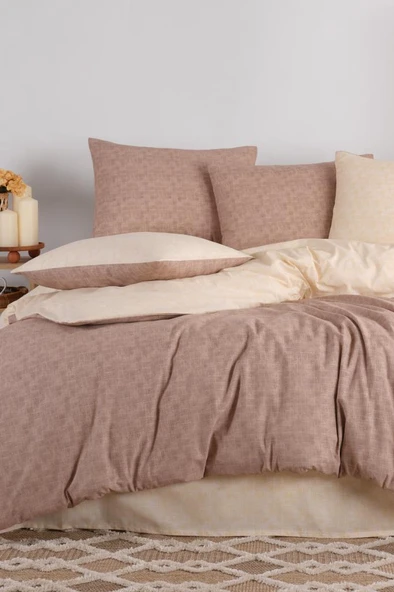 Serena 4 Parça %100 Pamuk Çift Kişilik Nevresim Takımı Cappucino ürün görseli