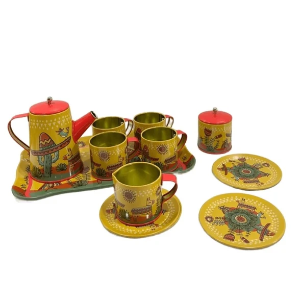 14 Parça Oyuncak Metal Çay Seti