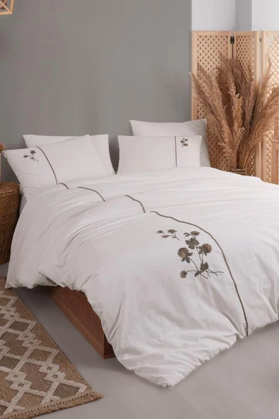 Vera 6 Parça %100 Pamuk Çift Kişilik Nevresim Takımı Vizon ürün görseli