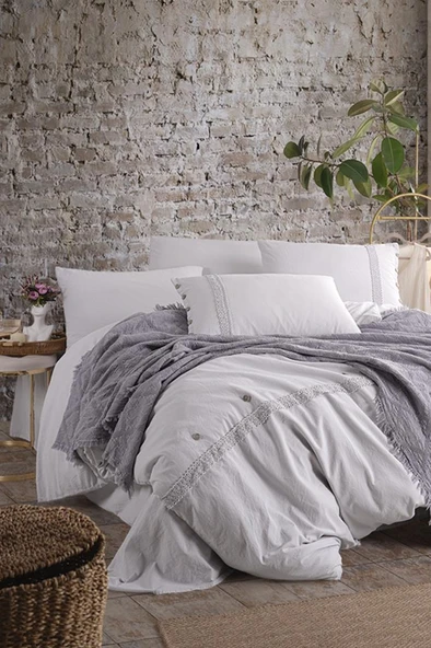 Grace 7 Parça %100 Pamuk Çift Kişilik Pikeli Nevresim Takımı Taş ürün görseli