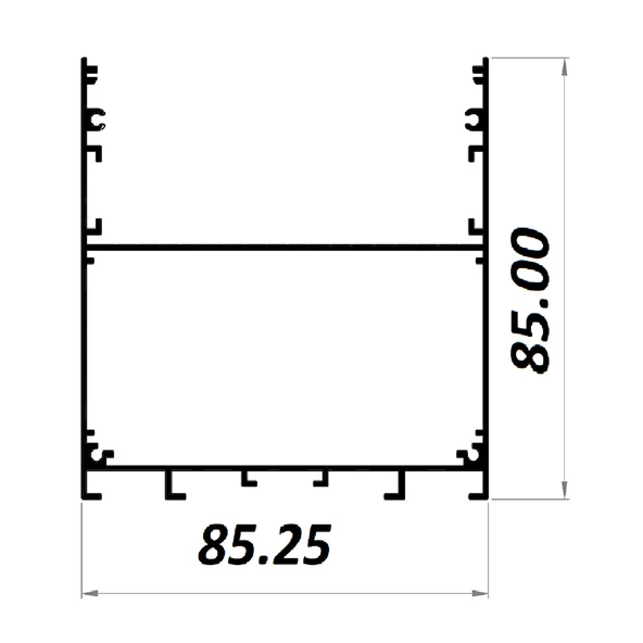 LED Alüminyum Profil Siyah Kasa 1 Metre 85x85mm Opak Pleksi Kapak Yan Kapak Montaj Yayı 8413 - 2