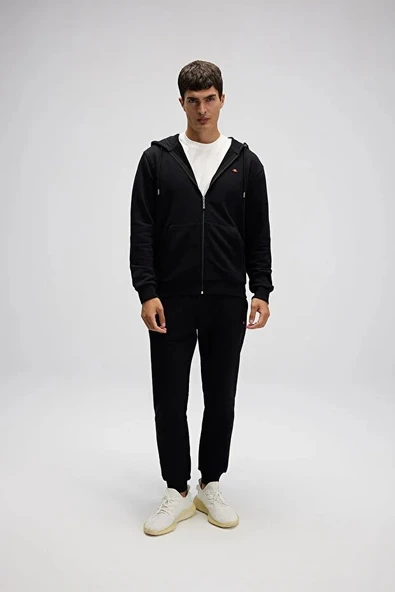 Ellesse Erkek Fermuarlı Kapüşonlu Sweat EM581-BK - Resim 5