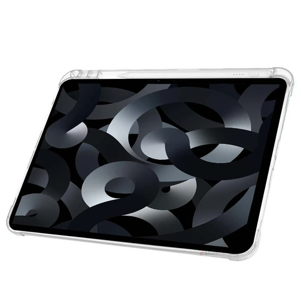 Apple iPad Air 10.9'' 2022/2020 Uyumlu Üçgen Katlanabilir Kalem Şarj Bölmeli Standlı Kılıf  Gri - Resim 4