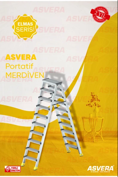 ASVERA Alüminyum 10+10 Çift Çıkışlı Merdiven – Profesyonel, Hafif, Ev & Bahçe Kullanımı İçin ürün görseli