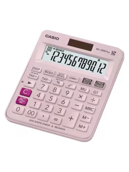 Casio MJ-120D Plus Pembe Işlem Kontrollü 12 Hane Masa Üstü Hesap Makinesi ürün görseli