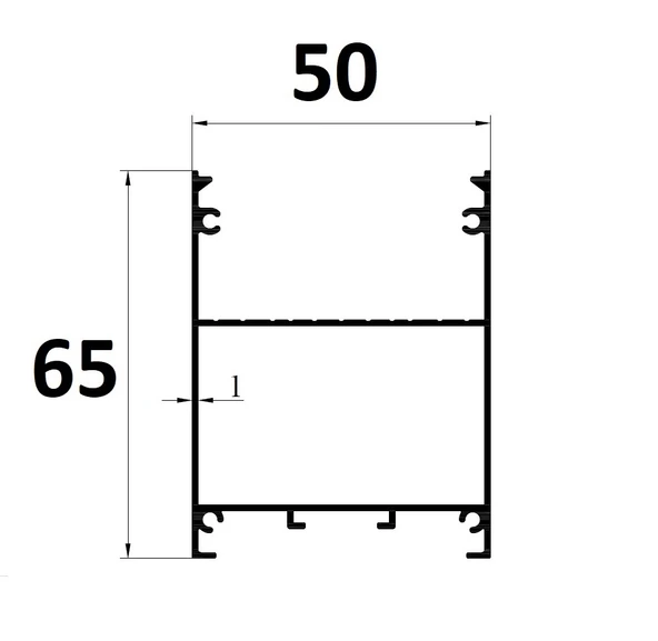LED Alüminyum Profil Siyah Kasa 1 Metre 50x65mm Opak Pleksi Kapak Yan Kapak Sıva Üstü Tutucu 15475 - Resim 2