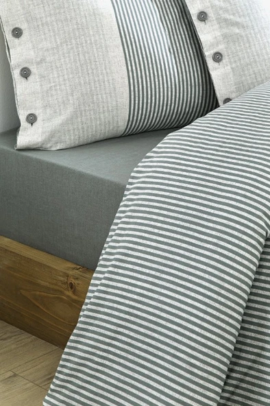 Özdilek Natural Line Yeşil Çift Kişilik %100 Pamuk Nevresim Takımı - 3