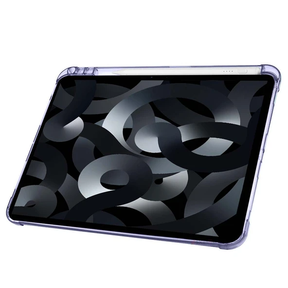 Apple iPad Air 10.9'' 2022/2020 Uyumlu Üçgen Katlanabilir Kalem Şarj Bölmeli Standlı Kılıf  Lavanta - Resim 4