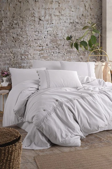 Grace 6 Parça %100 Pamuk Çift Kişilik Nevresim Takımı Taş ürün görseli