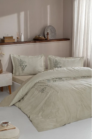 Özdilek Conium Krem Çift Kişilik %100 Pamuk Nevresim Takımı