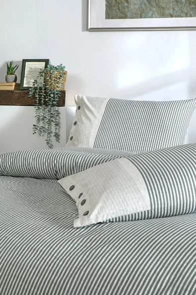 Özdilek Natural Line Yeşil Çift Kişilik %100 Pamuk Nevresim Takımı - 2