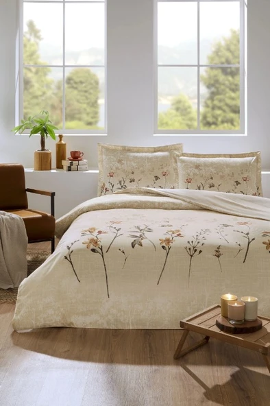 Özdilek Secas Ramas Krem Çift Kişilik %100 Pamuk Nevresim Takımı