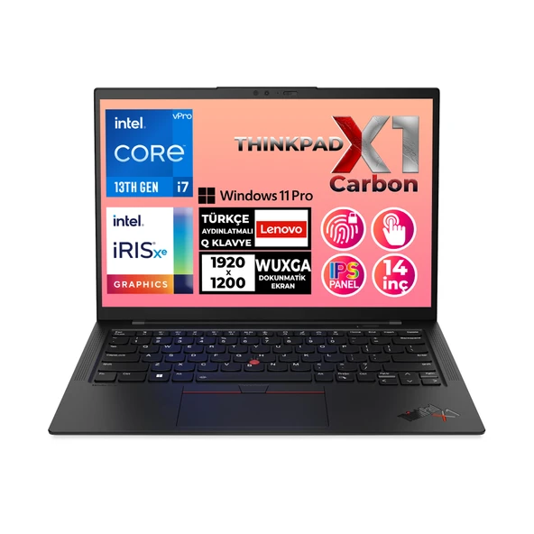 Lenovo ThinkPad X1 Carbon G11 i7-1365U vPro 32GB 512GB SSD 14"WUXGA W11P Touch Laptop 21HMS2SHTX 001 ürün görseli 1