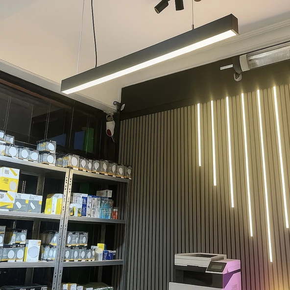 LED Alüminyum Profil Siyah Kasa 1 Metre 50x65mm Opak Pleksi Kapak Yan Kapak Sıva Üstü Tutucu 15475 - Resim 9