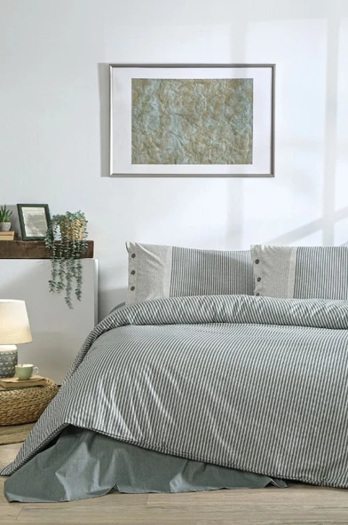 Özdilek Natural Line Yeşil Çift Kişilik %100 Pamuk Nevresim Takımı