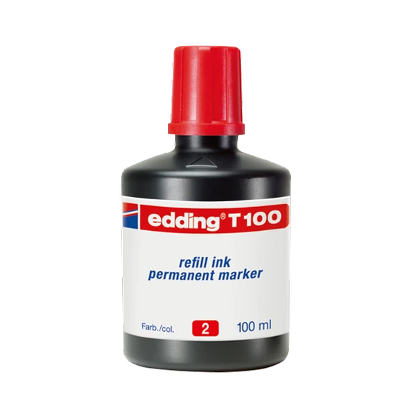 Edding Markör Mürekkebi Permanent Damlalıklı 100 ML Kırmızı T100 ürün görseli