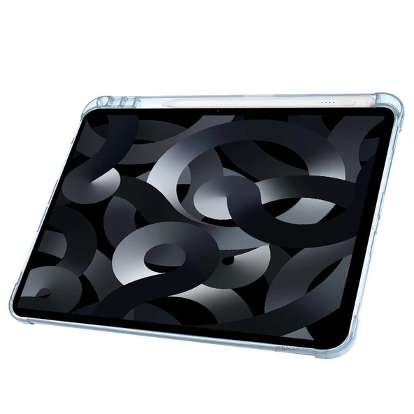 Apple iPad Air 10.9'' 2022/2020 Uyumlu Üçgen Katlanabilir Kalem Şarj Bölmeli Standlı Kılıf  Mavi - Resim 4
