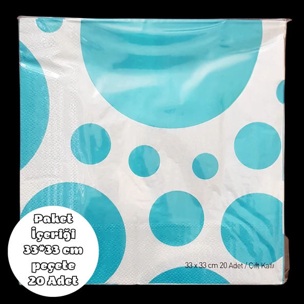 Turkuaz Puanlı Peçete 33*33 cm 20 Adet ürün görseli 1